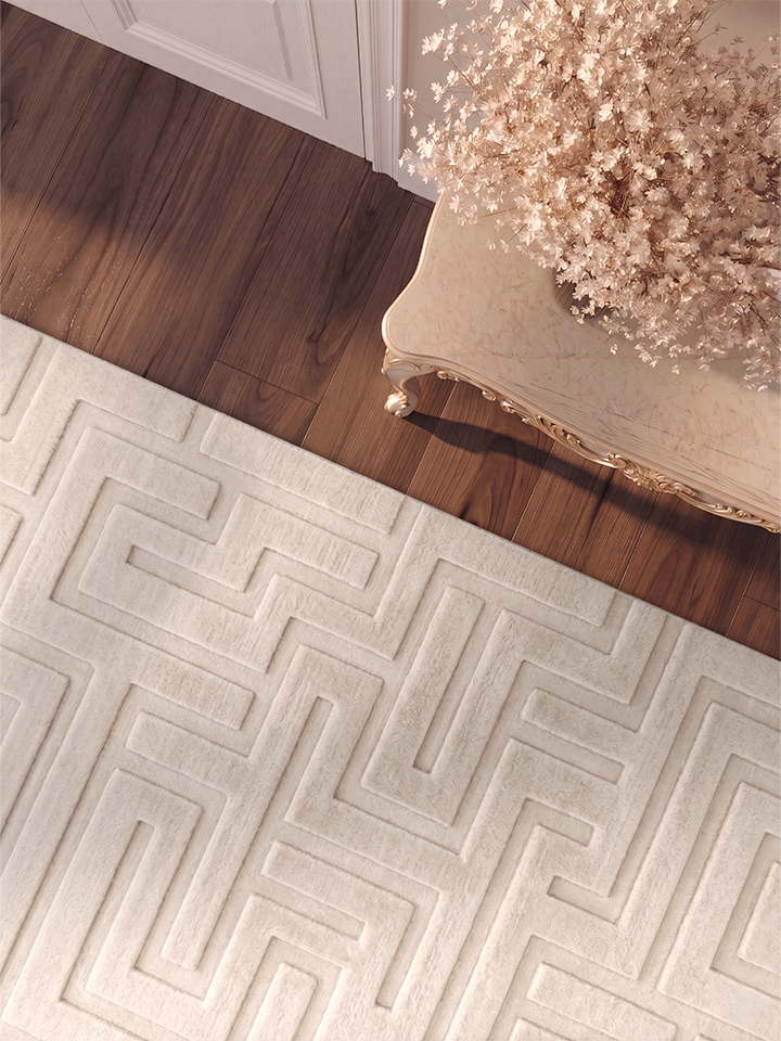 White Labyrinth Rug Texture Labyrinth wool geometric handknotted rug – NOVA RUDE